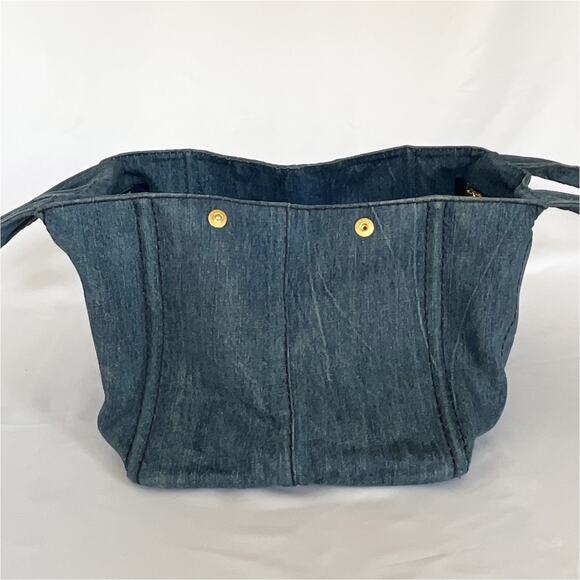 PRADA Logo Avio Denim Large Canapa Tote - Picture 11 of 16